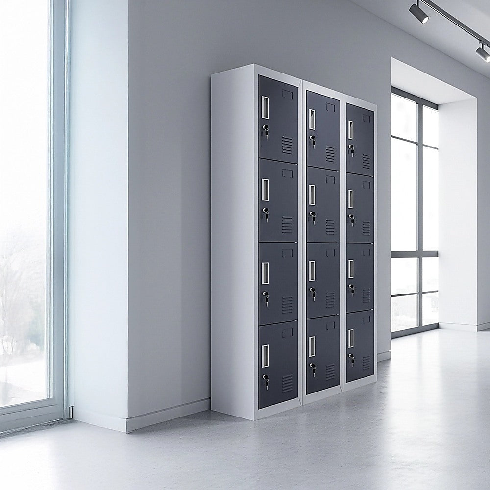 12-Door Steel Storage Locker, Grey with Charcoal Doors, key lock - image 10