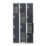 12-Door Steel Storage Locker, Grey with Charcoal Doors, key lock - image 3