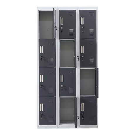 12-Door Steel Storage Locker, Grey with Charcoal Doors, key lock - image 3