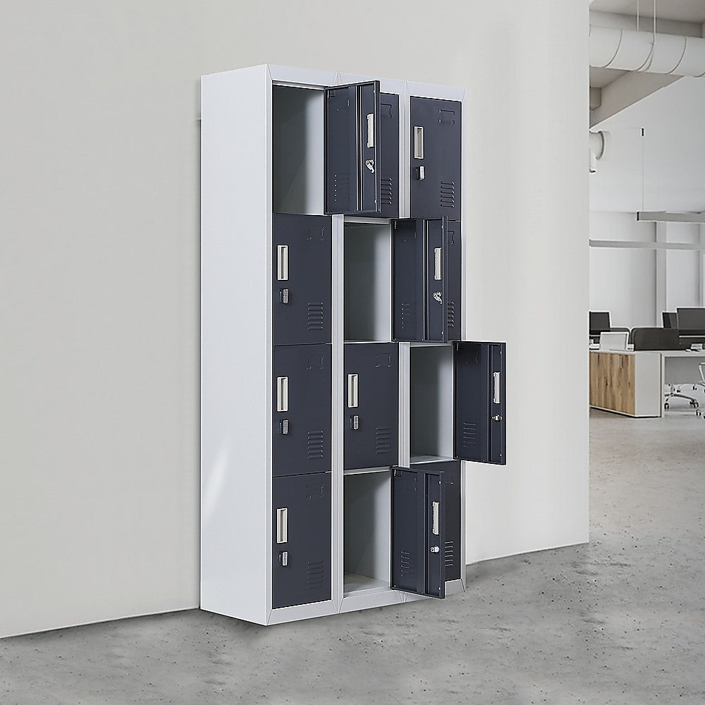 12-Door Steel Storage Locker, Grey with Charcoal Doors - image 8