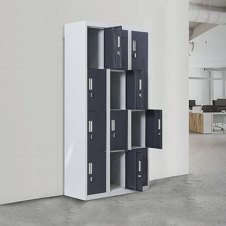 12-Door Steel Storage Locker, Grey with Charcoal Doors - image 8