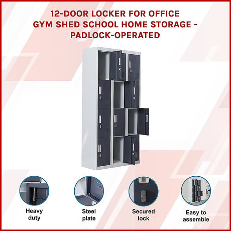 12-Door Steel Storage Locker, Grey with Charcoal Doors - image 3