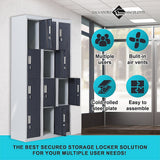 12-Door Steel Storage Locker, Grey with Charcoal Doors - image 4