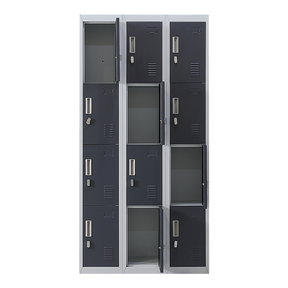 12-Door Steel Storage Locker, Grey with Charcoal Doors - image 1