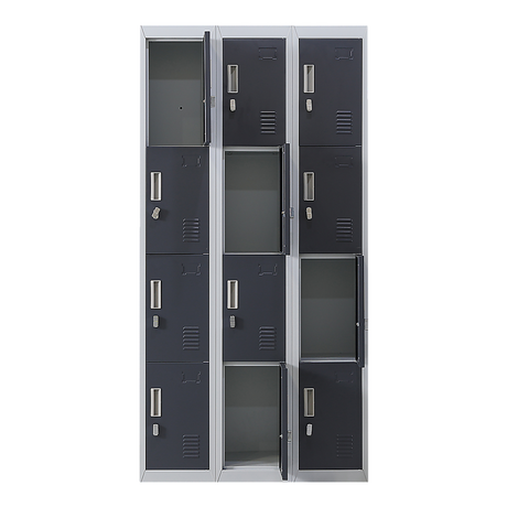 12-Door Steel Storage Locker, Grey with Charcoal Doors - image 1