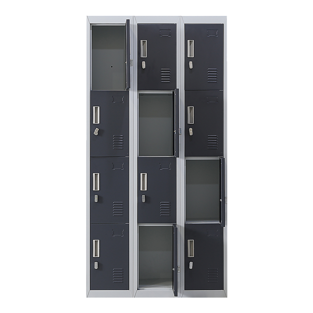 12-Door Steel Storage Locker, Grey with Charcoal Doors - image 1