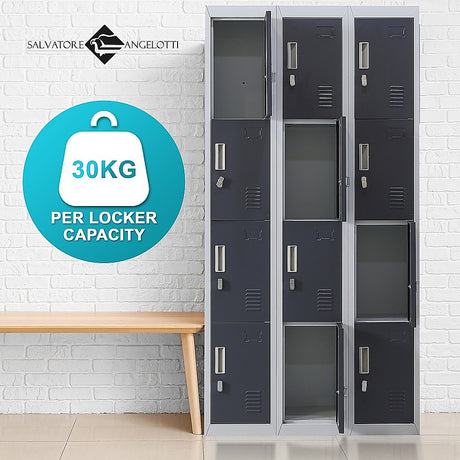 12-Door Steel Storage Locker, Grey with Charcoal Doors - image 6
