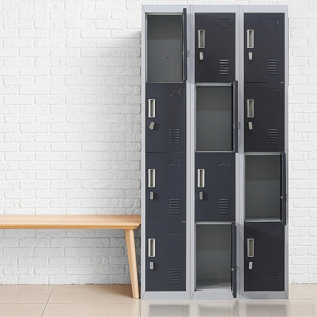 12-Door Steel Storage Locker, Grey with Charcoal Doors - image 2