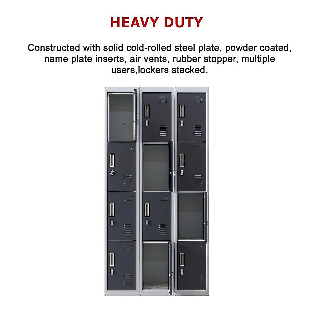 12-Door Steel Storage Locker, Grey with Charcoal Doors - image 5