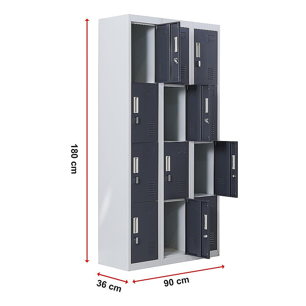 12-Door Steel Storage Locker, Grey with Charcoal Doors - image 11