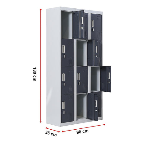 12-Door Steel Storage Locker, Grey with Charcoal Doors - image 11