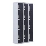 12-Door Steel Storage Locker with 3-Digit Combination Lock, Grey with Charcoal