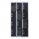 12-Door Steel Storage Locker with 3-Digit Combination Lock, Grey with Charcoal