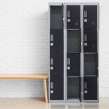 12-Door Steel Storage Locker with 3-Digit Combination Lock, Grey with Charcoal