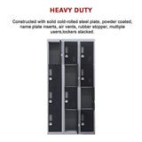 12-Door Steel Storage Locker with 3-Digit Combination Lock, Grey with Charcoal