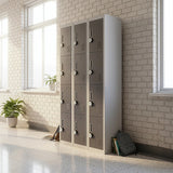 12-Door Steel Storage Locker with 4-Digit Combination Lock, Grey with Charcoal