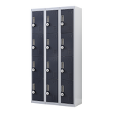 12-Door Steel Storage Locker with 4-Digit Combination Lock, Grey with Charcoal