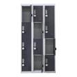 12-Door Steel Storage Locker with 4-Digit Combination Lock, Grey with Charcoal