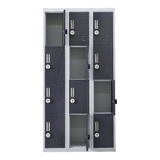 12-Door Steel Storage Locker with 4-Digit Combination Lock, Grey with Charcoal