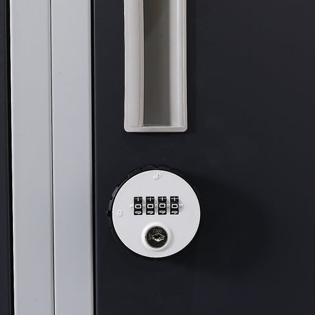 12-Door Steel Storage Locker with 4-Digit Combination Lock, Grey with Charcoal