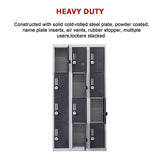 12-Door Steel Storage Locker with 4-Digit Combination Lock, Grey with Charcoal