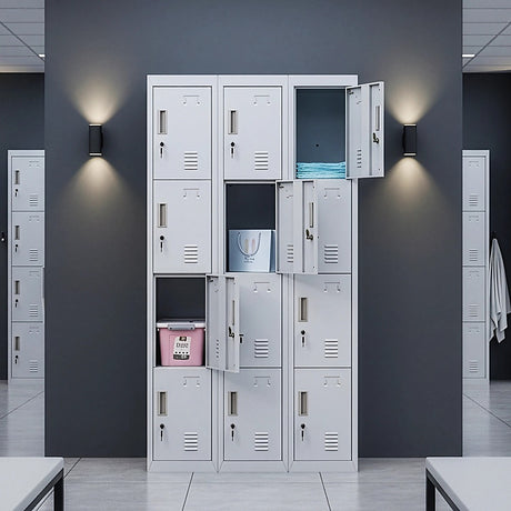 12-Door Steel Storage Locker in Grey, key lock - image 4