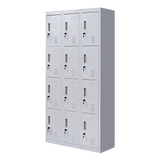 12-Door Steel Storage Locker in Grey, key lock - image 1