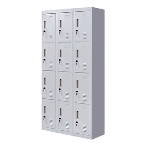 12-Door Steel Storage Locker in Grey, key lock - image 1