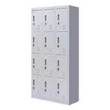 12-Door Steel Storage Locker in Grey, padlock-operated - image 1