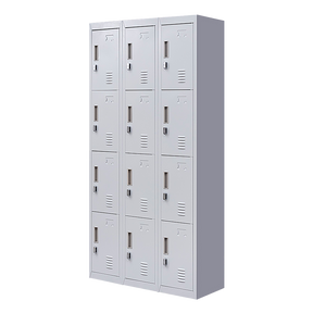 12-Door Steel Storage Locker in Grey, padlock-operated - image 1