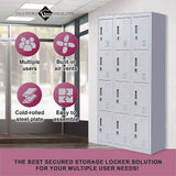 12-Door Steel Storage Locker in Grey, padlock-operated - image 7
