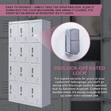12-Door Steel Storage Locker in Grey, padlock-operated - image 8