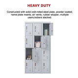 12-Door Steel Storage Locker in Grey, padlock-operated - image 9