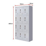 12-Door Steel Storage Locker in Grey, padlock-operated - image 10