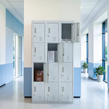 12-Door Steel Storage Locker with 3-Digit Combination Lock, Grey