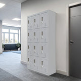 12-Door Steel Storage Locker with 3-Digit Combination Lock, Grey