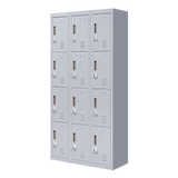 12-Door Steel Storage Locker with 3-Digit Combination Lock, Grey