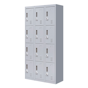 12-Door Steel Storage Locker with 3-Digit Combination Lock, Grey