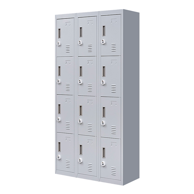 12-Door Steel Storage Locker with 3-Digit Combination Lock, Grey