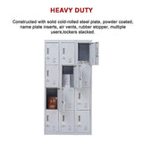 12-Door Steel Storage Locker with 3-Digit Combination Lock, Grey