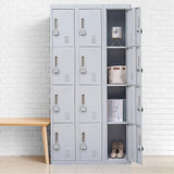 12-Door Steel Storage Locker with 4-Digit Combination Lock, Grey