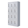 12-Door Steel Storage Locker with 4-Digit Combination Lock, Grey