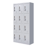 12-Door Steel Storage Locker with 4-Digit Combination Lock, Grey