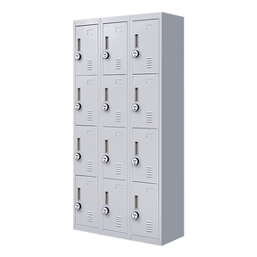 12-Door Steel Storage Locker with 4-Digit Combination Lock, Grey