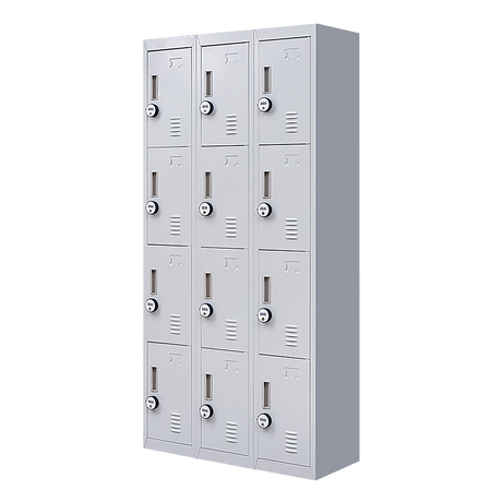 12-Door Steel Storage Locker with 4-Digit Combination Lock, Grey