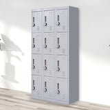 12-Door Steel Storage Locker with 4-Digit Combination Lock, Grey