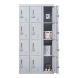 12-Door Steel Storage Locker with 4-Digit Combination Lock, Grey