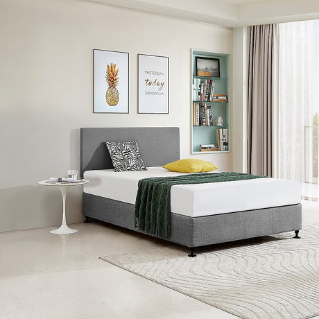 Linen Fabric Double Bed Deluxe Headboard Bedhead - Night Ash