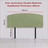 Linen Fabric Double Bed Curved Headboard Bedhead - Olive Green