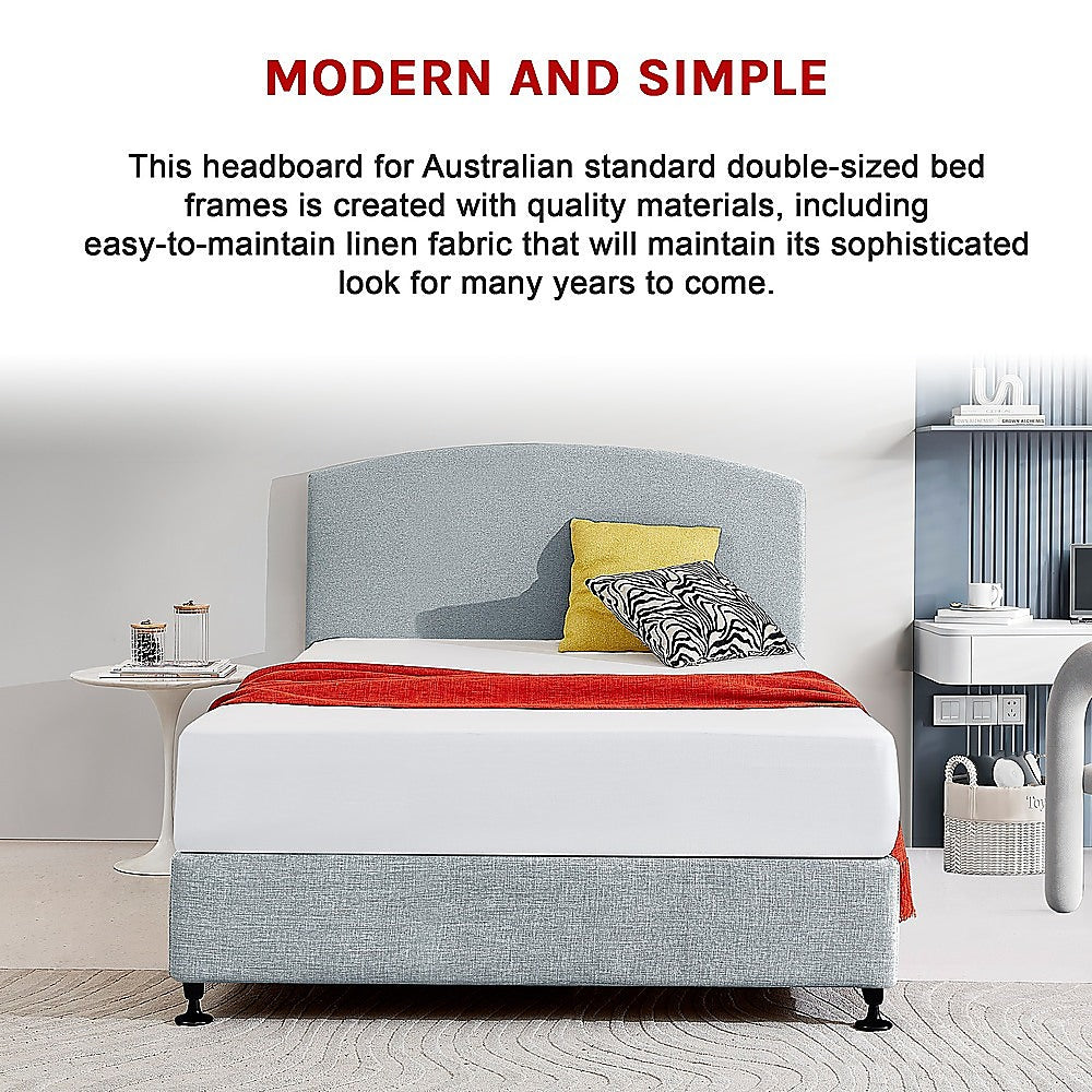 Braemar Bay Curved Bed Head, Stone Grey Double
